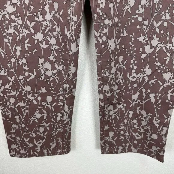 LOGO Lori Goldstein Jeans Women Size 20W Taupe Floral Stretch Twill Straight - Picture 5 of 11